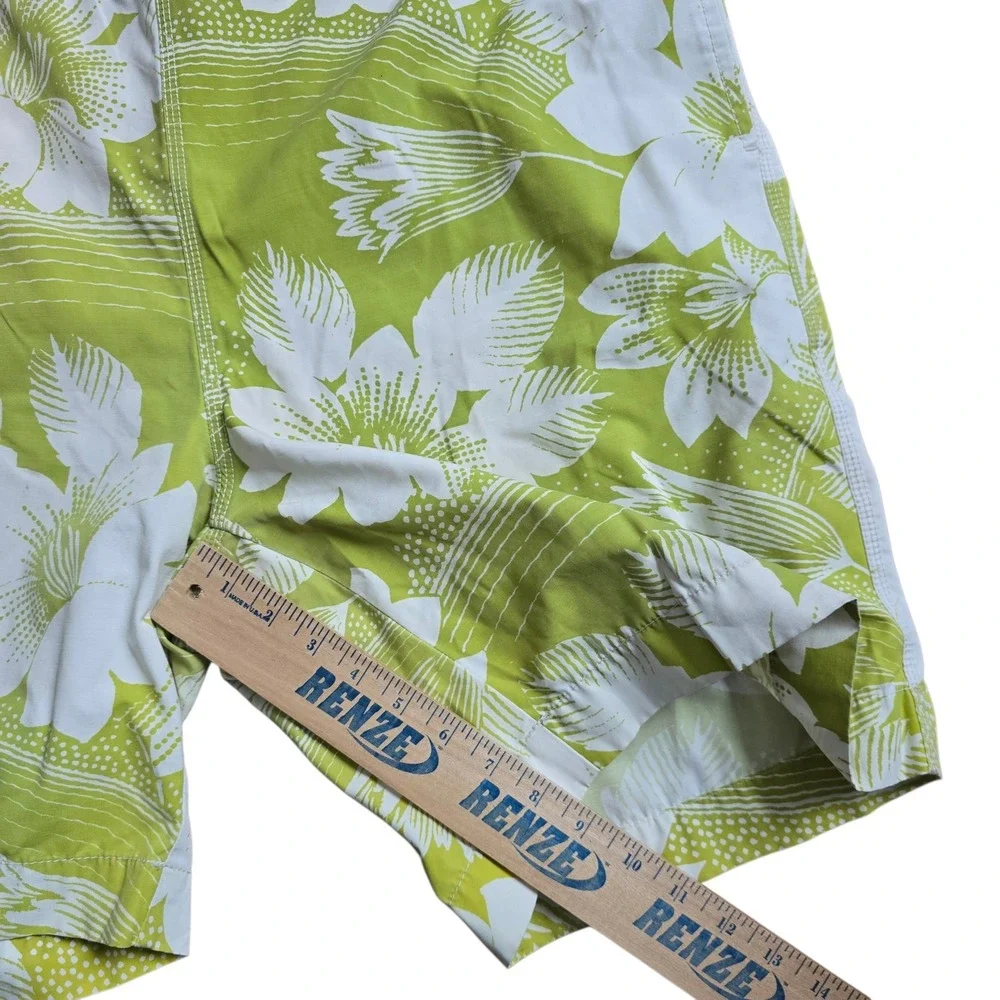 Tommy Bahama Relax Mens‎ Lime Green Floral Hibiscus Swim Trunks Board Shorts L